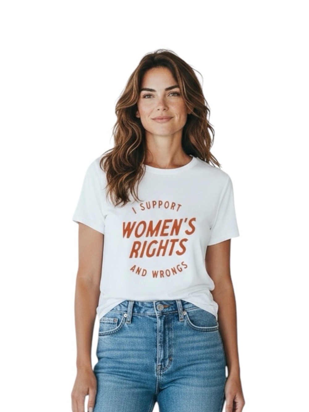 Women's White Graphic Tee - I Support Women's Rights
